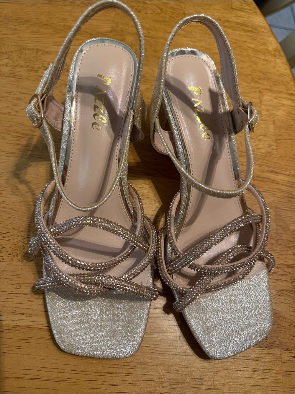 Pizzo Women's Glitter Strappy Heel Sandals in Champagne